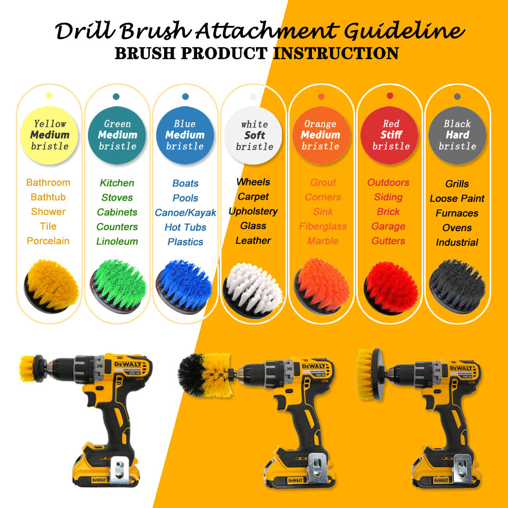 Electric Drill Brush 4 Piece Set  Kitchen Electric White Cleaning Brush