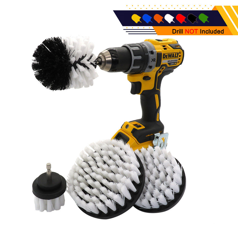 Electric Drill Brush 4 Piece Set  Kitchen Electric White Cleaning Brush